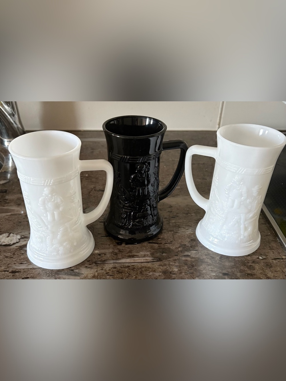 Vintage - milk glass beer steins